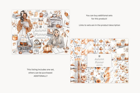 Autumn Planner Clipart Collection | Fall Planner Girl PNG SVG GlamArtZhanna 
