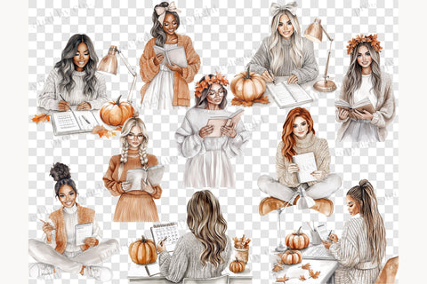 Autumn Planner Clipart Collection | Fall Planner Girl PNG SVG GlamArtZhanna 