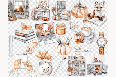 Autumn Planner Clipart Collection | Fall Planner Girl PNG SVG GlamArtZhanna 