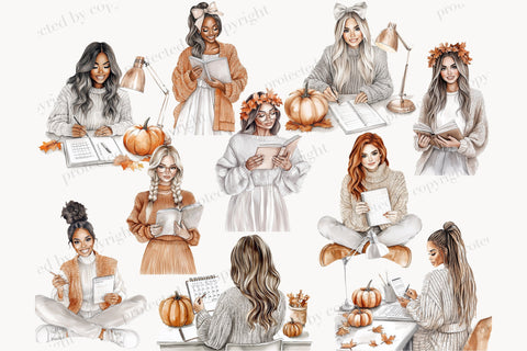 Autumn Planner Clipart Collection | Fall Planner Girl PNG SVG GlamArtZhanna 