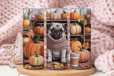 Autumn Pug 20oz Tumbler Wrap Sublimation DesignSVG 