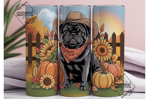 Autumn Pug 20oz Tumbler Wrap Sublimation sassyprint 