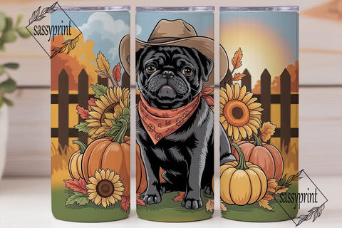 Autumn Pug 20oz Tumbler Wrap Sublimation sassyprint 