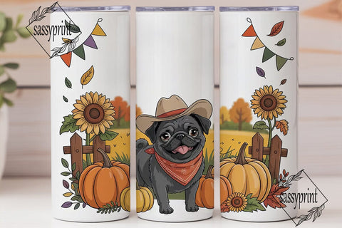 Autumn Pug 20oz Tumbler Wrap Sublimation sassyprint 