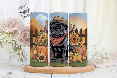 Autumn Pug 20oz Tumbler Wrap Sublimation sassyprint 