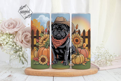 Autumn Pug 20oz Tumbler Wrap Sublimation sassyprint 