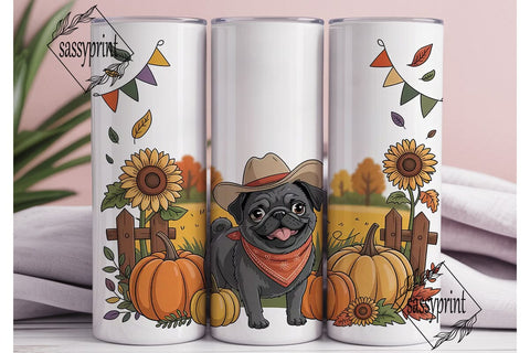 Autumn Pug 20oz Tumbler Wrap Sublimation sassyprint 