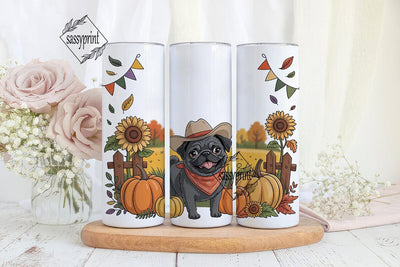 Autumn Pug 20oz Tumbler Wrap Sublimation sassyprint 