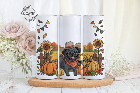 Autumn Pug 20oz Tumbler Wrap Sublimation sassyprint 