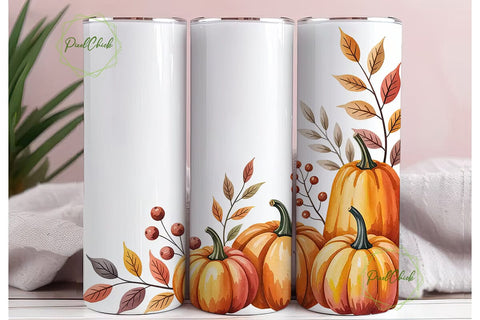 Autumn Pumpkin 20oz Tumbler Wrap Sublimation PixelChick 
