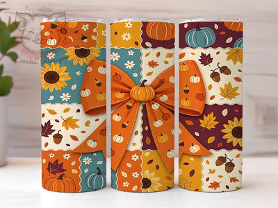 Autumn Pumpkin Bow 20oz Tumbler, Pumpkin Design, Autumn Theme, Festive Bow, Fall Vibes, Rustic Charm, 20oz Wrap, Sublimation Tumbler Sublimation Lara' s Designs 