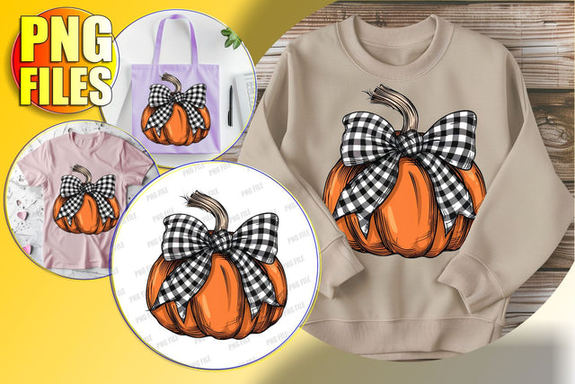 Autumn Pumpkin Bow Watercolor Design for Sublimation Sublimation afrosvg 