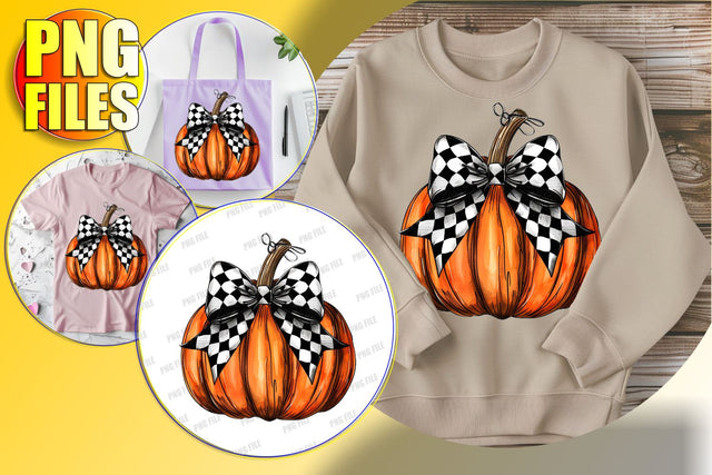 Autumn Pumpkin Bow Watercolor Sublimation Design Sublimation afrosvg 