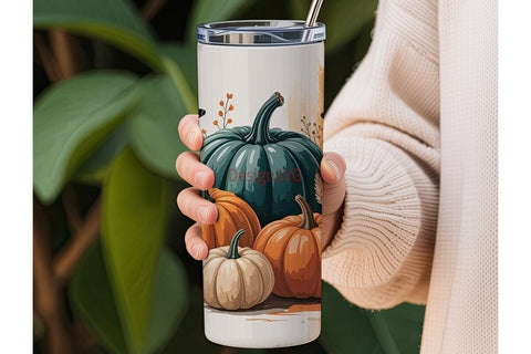Autumn Pumpkin & Butterfly 20oz Tumbler Sublimation DesignSVG 