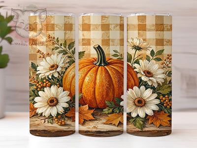 Autumn Pumpkin Daisy 20oz Tumbler, Pumpkin Motif, Daisy Design, Autumn Theme, Rustic Charm, Farmhouse Style, 20oz Wrap, Sublimation Tumbler Sublimation Lara' s Designs 