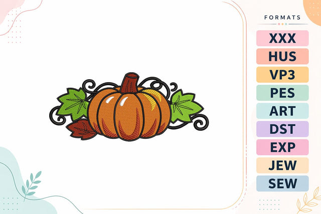 Autumn Pumpkin Embroidery Design Embroidery/Applique DESIGNS sg embroidery 