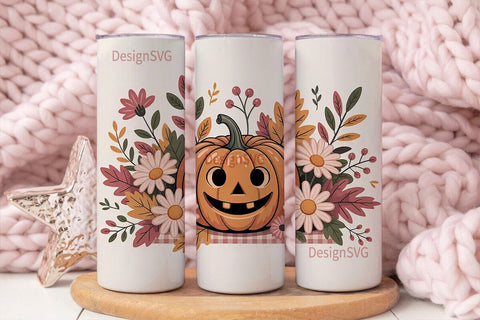 Autumn Pumpkin & Floral 20oz Tumbler Sublimation DesignSVG 