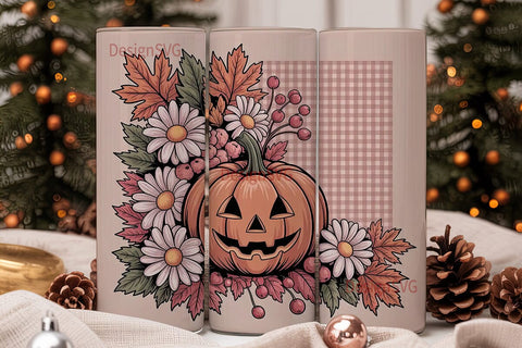 Autumn Pumpkin & Floral 20oz Tumbler Sublimation DesignSVG 