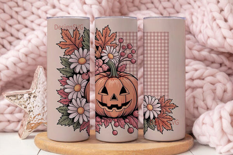 Autumn Pumpkin & Floral 20oz Tumbler Sublimation DesignSVG 