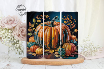 Autumn Pumpkin Floral 20oz Tumbler Wrap Sublimation sassyprint 