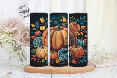 Autumn Pumpkin Floral 20oz Tumbler Wrap Sublimation sassyprint 