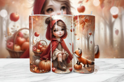 Autumn Pumpkin Fox Girl Tumbler Wrap PNG Sublimation BijouBay 