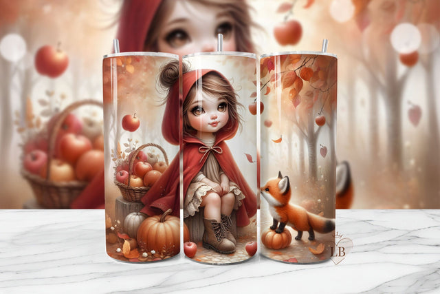 Autumn Pumpkin Fox Girl Tumbler Wrap PNG Sublimation BijouBay 