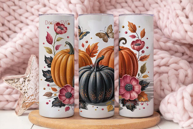Autumn Pumpkin Glitter 20oz Tumbler Sublimation DesignSVG 