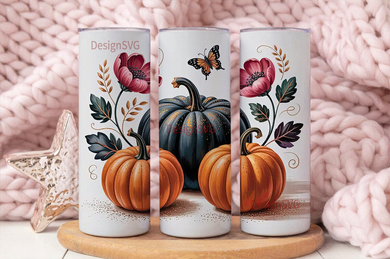 Autumn Pumpkin Glitter 20oz Tumbler Sublimation DesignSVG 