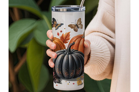Autumn Pumpkin Glitter 20oz Tumbler Sublimation DesignSVG 