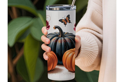 Autumn Pumpkin Glitter 20oz Tumbler Sublimation DesignSVG 