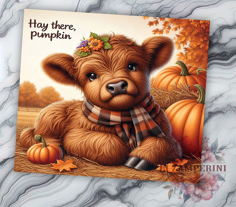 Autumn Pumpkin Highland Cow 20 oz Skinny Tumbler Sublimation Design, Straight & Tapered Tumbler Png, Fall Cow Tumbler Png, Digital Download PNG Sublimation Li Zamperini 