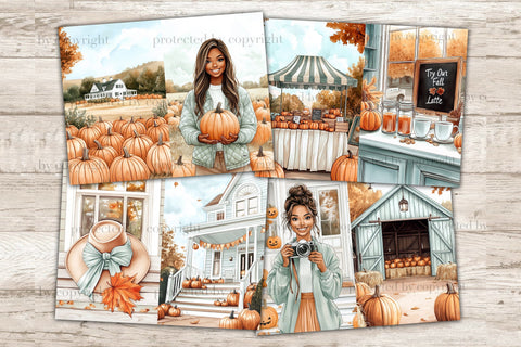 Autumn Pumpkin Junk Journal Pages | African American Collage SVG GlamArtZhanna 