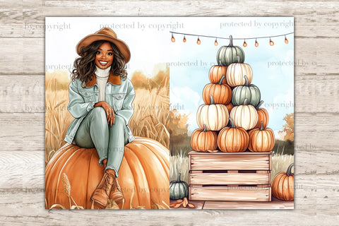 Autumn Pumpkin Junk Journal Pages | African American Collage SVG GlamArtZhanna 