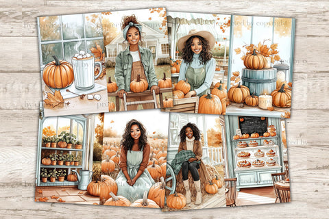 Autumn Pumpkin Junk Journal Pages | African American Collage SVG GlamArtZhanna 