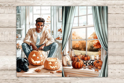 Autumn Pumpkin Junk Journal Pages | African American Collage SVG GlamArtZhanna 