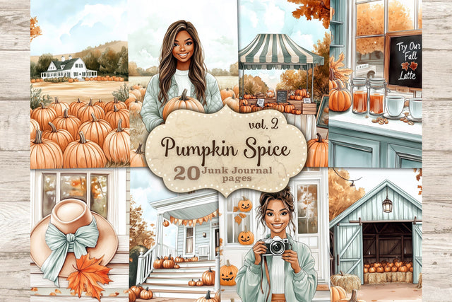 Autumn Pumpkin Junk Journal Pages | African American Collage SVG GlamArtZhanna 