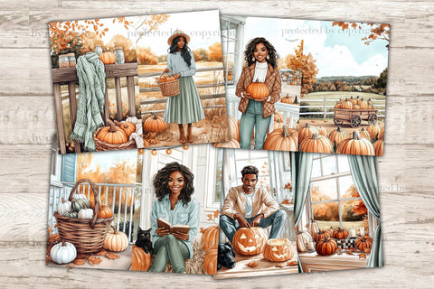 Autumn Pumpkin Junk Journal Pages | African American Collage SVG GlamArtZhanna 