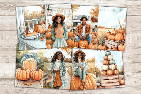 Autumn Pumpkin Junk Journal Pages | African American Collage SVG GlamArtZhanna 