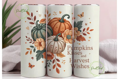 Autumn Pumpkin Kisses 20oz Tumbler Wrap Sublimation PixelChick 