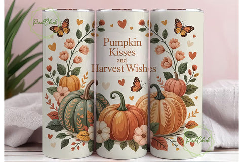 Autumn Pumpkin Kisses 20oz Tumbler Wrap Sublimation PixelChick 