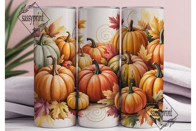 Autumn Pumpkin Leaves 20oz Tumbler Wrap Sublimation sassyprint 