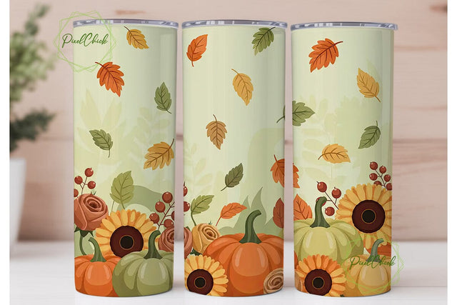 Autumn Pumpkin Patch 20oz Tumbler Wrap Sublimation PixelChick 
