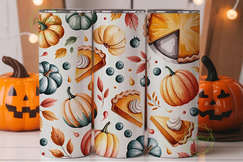 Autumn Pumpkin Pie 20oz Tumbler Wrap Sublimation PixelChick 
