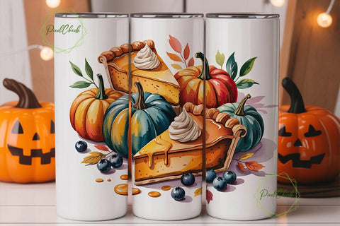 Autumn Pumpkin Pie 20oz Tumbler Wrap Sublimation PixelChick 