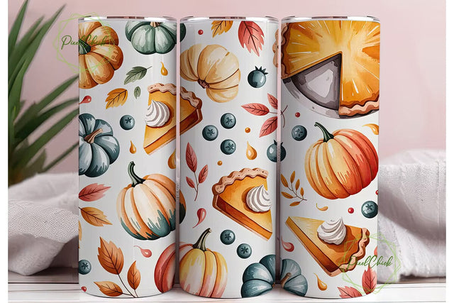 Autumn Pumpkin Pie 20oz Tumbler Wrap Sublimation PixelChick 