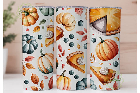 Autumn Pumpkin Pie 20oz Tumbler Wrap Sublimation PixelChick 