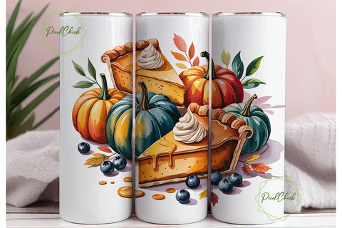 Autumn Pumpkin Pie 20oz Tumbler Wrap Sublimation PixelChick 