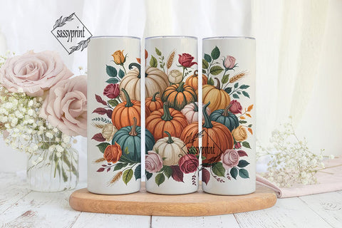 Autumn Pumpkin Rose 20oz Tumbler Wrap Sublimation sassyprint 