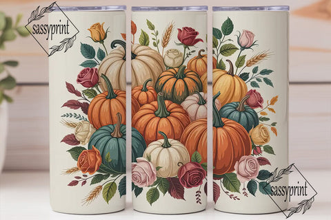 Autumn Pumpkin Rose 20oz Tumbler Wrap Sublimation sassyprint 